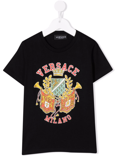 Versace Kids' Logo-print T-shirt In Black