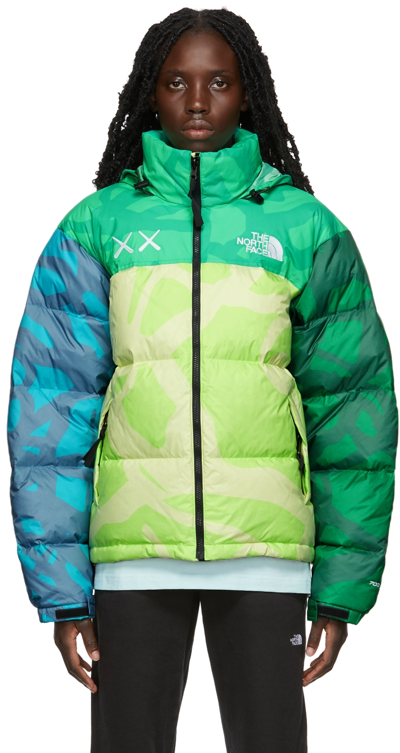 The North Face Green Kaws Edition Down Jacket In 75b Kw Safety Green