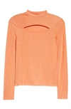 TOPSHOP SATIN JERSEY CUTOUT MOCK NECK TOP