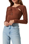 Astr Cutout Bodysuit In Brown