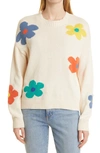 Rails Perci Crewneck Floral Drop-shoulder Sweater In Ivory Daisies