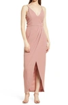 Wayf The Ines V-neck Tulip Gown In Dusty Mauve