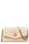 Tory Burch Kira Chevron Quilted Leather Wallet On A Chain In Pink