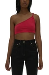 Helmut Lang Asymmetric Twist One Shoulder Bralette In Rose