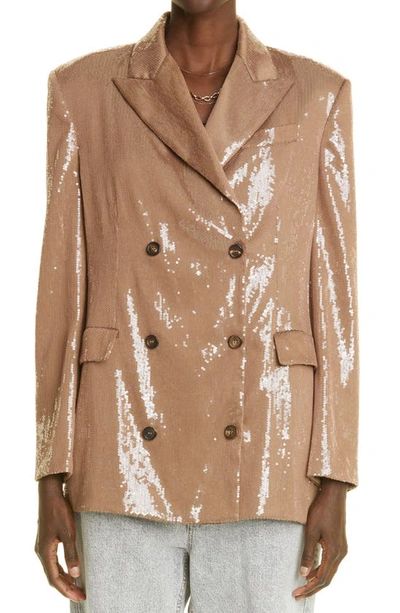 Brunello Cucinelli Brunello Cucinell Sequin Double Breasted Blazer In Mauve