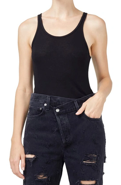 Agolde Karla Fluid Ribbed Scoop Neck Tank Top In Black