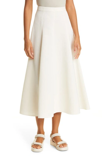 Vince Paneled Godet Slip Satin Midi Skirt In White