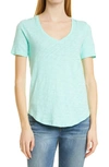 Atm Anthony Thomas Melillo Short Sleeve V-neck Tee In Aqua Surf