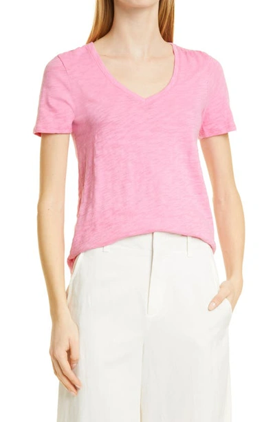 Atm Anthony Thomas Melillo Short Sleeve V-neck Tee In Pink Cosmo