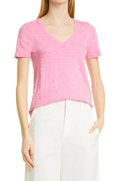 Atm Anthony Thomas Melillo Short Sleeve V-neck Tee In Pink Cosmos