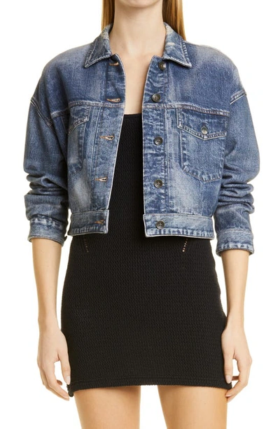 Rag & Bone Miramar Crop Denim Trucker Jacket In Mel