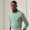 Ralph Lauren Purple Label Cotton Crewneck Sweater In Ocean Sage