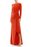 MAC DUGGAL LONG SLEEVE JERSEY EVENING GOWN