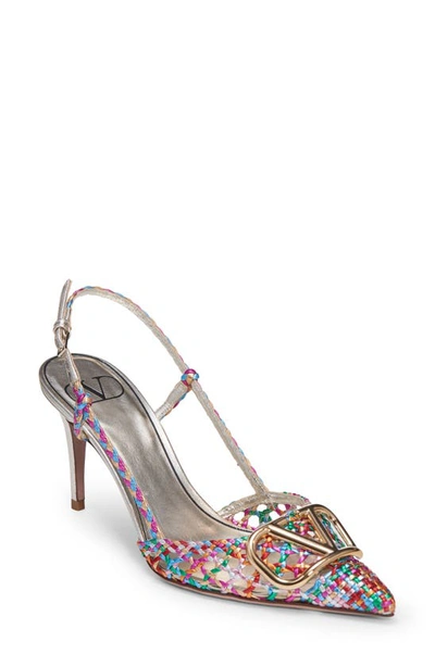 Valentino Garavani Vlogo 80mm Multi Woven Slingback Pumps In