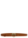 Pinko Love Birds Buckle Leather Belt In Brown