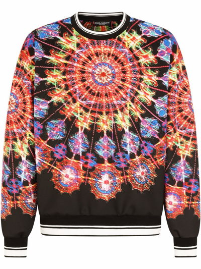 Dolce & Gabbana Illumination-print Technical Jersey Sweatshirt In Black