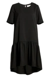 Charles Henry High/low Knit Dress In Black