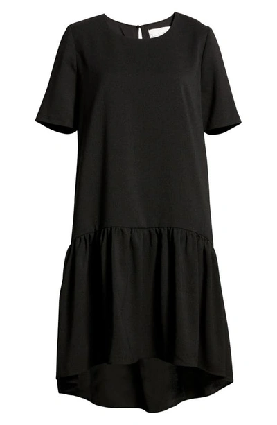 Charles Henry High/low Knit Dress In Black