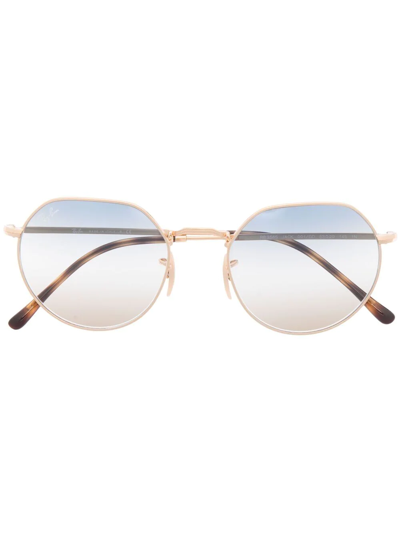 Ray Ban Jack Gradient-lense Sunglasses In Gold