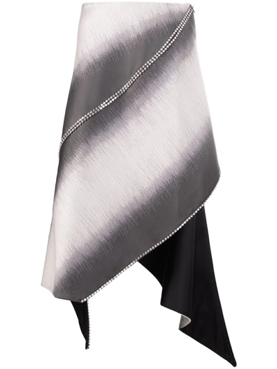 Diesel Crystal-embellished Asymmetrical Midi Skirt In Grey