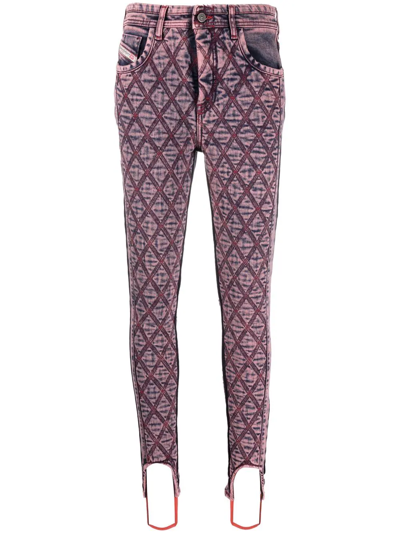 Diesel Super-skinny Quilted Jeans In Pink