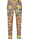 Dolce & Gabbana Floral Lame Jacquard Tailored Pants In Yellow