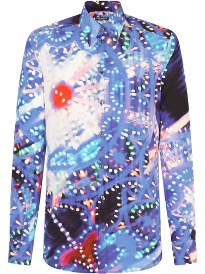 Dolce & Gabbana Graphic-print Long-sleeve Shirt In Multicolor