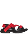 Alexander Mcqueen Tread Logo-tape Sandals In Red