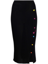 Versace Safety Pin Ribbed-knit Midi Skirt In Black
