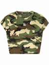 Dolce & Gabbana Camouflage-print Cropped T-shirt In Green