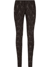 Dolce & Gabbana Floral Lace-stitch Leggings In Black