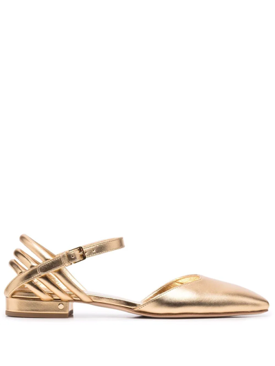 Laurence Dacade Metallic-effect Leather Ballerina Shoes In Gold