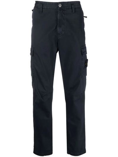 Stone Island Compass-badge Slim-fit Trousers In Grey