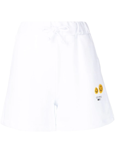 Joshua Sanders Smiley Face Print Shorts In White