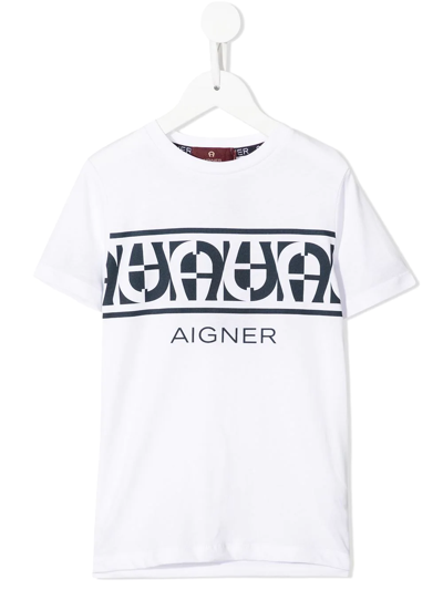 Aigner Teen Logo-print Short-sleeved T-shirt In White
