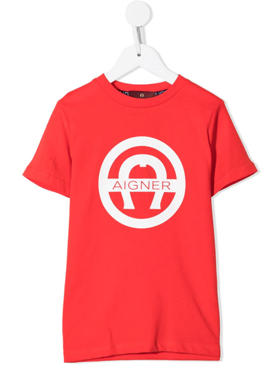 Aigner Kids' Logo-print T-shirt In Red