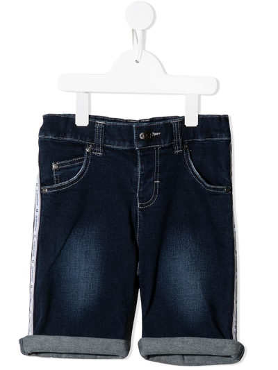 Aigner Kids' Side Logo-print Shorts In Blue