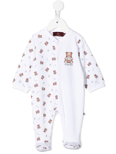 Aigner Babies' Teddy-bear Print Pajama In White