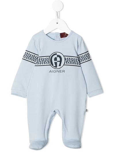 Aigner Babies' Logo-print Pajama In Blue
