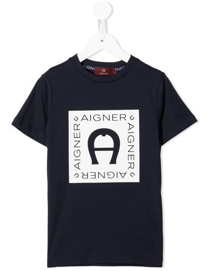 Aigner Kids' Logo印花t恤 In Blue