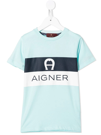 Aigner Babies' Logo-print T-shirt In Blue