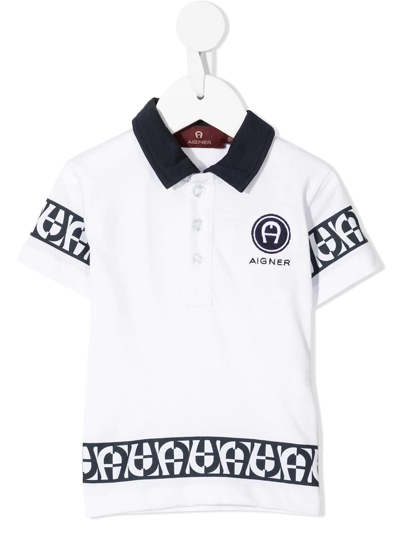 Aigner Kids' Chest Logo-print Polo Shirt In White