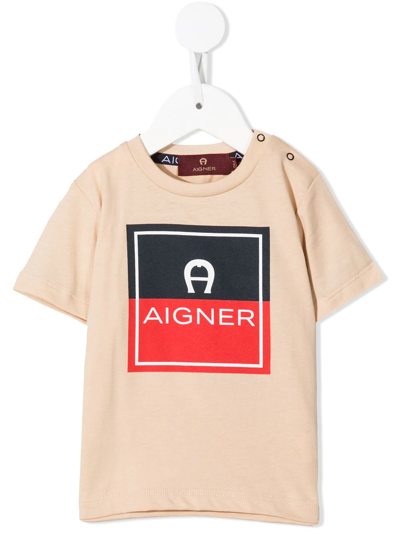 Aigner Babies' Logo-print T-shirt In Brown