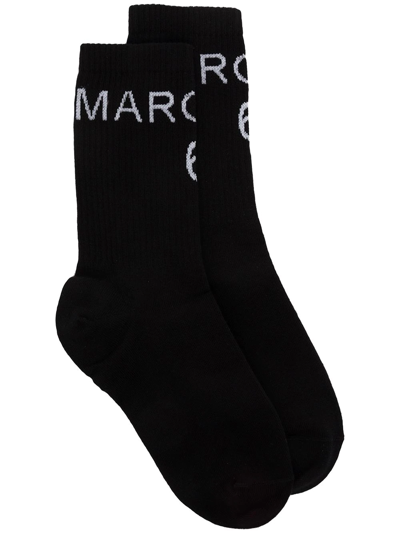 Mm6 Maison Margiela Cotton Logo Ankle Socks In Black