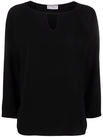 Alberto Biani Cut-out Long Sleeved Blouse In Black