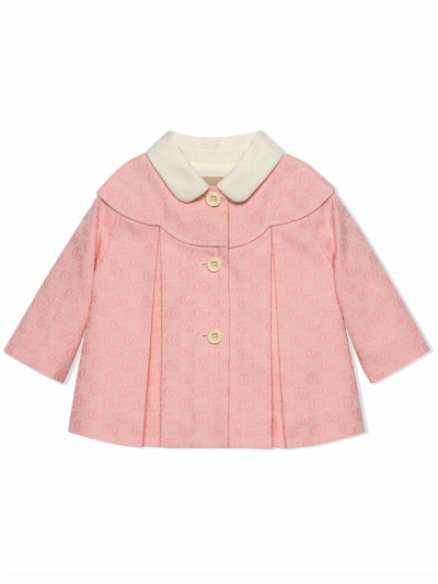Gucci Babies' Double G Collared Coat In Pink