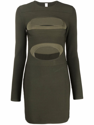 Dion Lee Cut-out Layered Minidress In Green