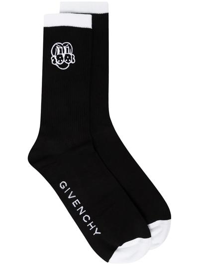 Givenchy Intarsia-logo Knit Socks In Black