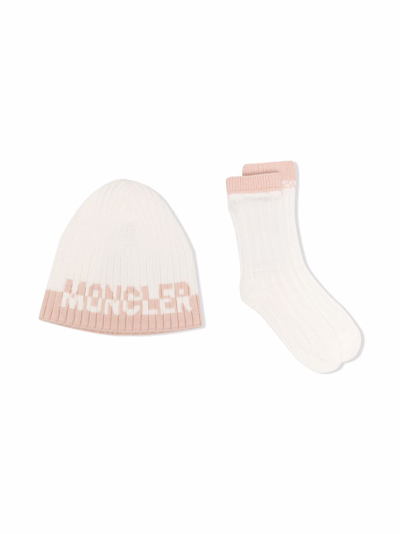 Moncler Babies' 罗纹针织两件式套装 In White