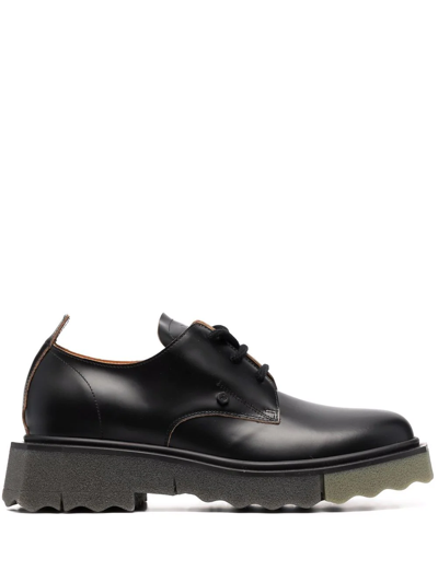 Off-white Black Brogues Derby Shoes In Black/khaki